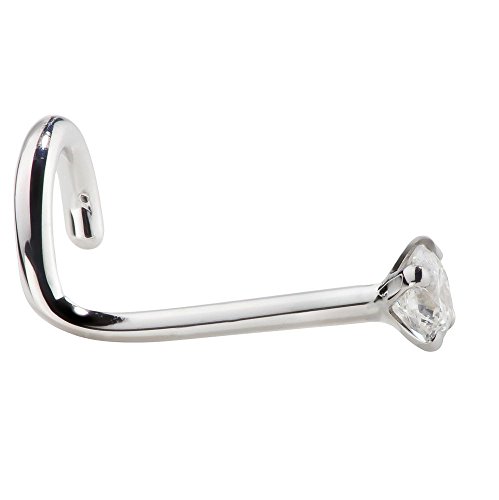 Si1-1.5Mm (0.015 Ct. Tw) Diamond 14K White Gold Nose Ring Twist Screw - 18G #TOP2