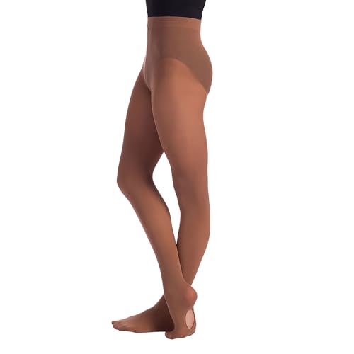 So Danca - Convertible Tights - Ballet Tights Soft Made for Performance Stretchable and Flexible (US Alpha Small Medium Regular Regular Mocha)