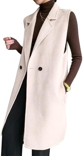 IDEALSANXUN Womens Long Wool Vest Fall Winter Sleeveless Blazer J...