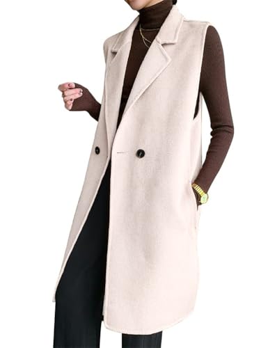 Long Vest for Women Sleeveless Wool Coat