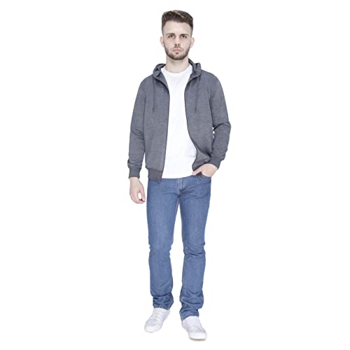 Image of Plain Zip Neck Hooded Winter Cotton Sweatshirt with Full Sleeves