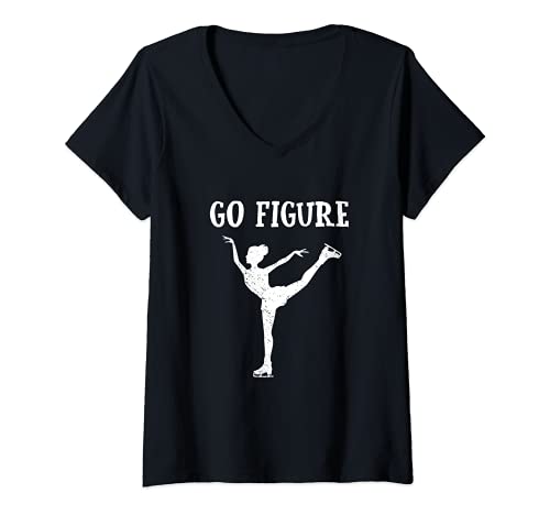 Womens Figure Skating TShirt Gift for Girls Women Go Figure V-Neck T-Shirt