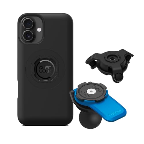 Image of Quad Lock 1 inch Ball Adaptor for Motorcycle Phone Mount with Vibration Dampener and MAG Phone Case for iPhone 16 Plus