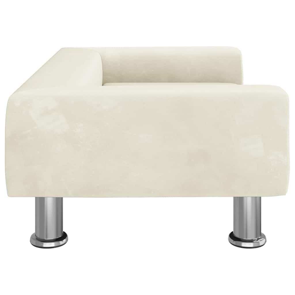 Cama para perros color crema, 70 x 45 x 26,5 cm, terciopelo de pino con patas de acero, diseño moderno, resistente y cómodo, para perros pequeños y medianos en el salón y el dormitorio