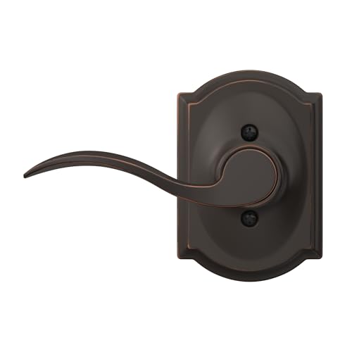 Image of Schlage F170 ACC 716 CAM RH Right Handed Accent Door Lever with Camelot Trim, One Sided Non-Turning Dummy Door Handle, Aged Bronze