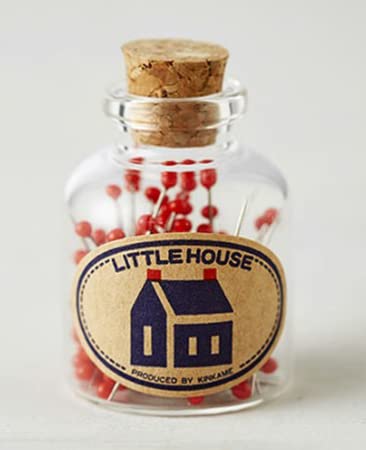 Japanese Hand Sewing Notions - Little House Japanese Glass Head Pins in Glass Bottle