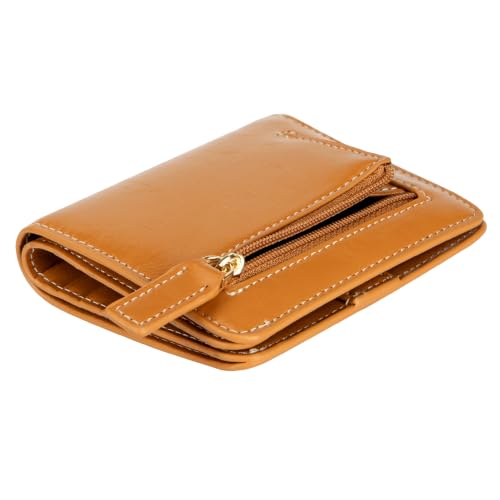 Image of Itslife Women's Rfid Blocking Small Compact Bifold Leather Pocket Wallet Ladies Mini Purse with id Window (Waxed Brown)
