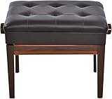 Banco de piano ajustable profesional con almacenamiento, altura de 7 niveles (48-56 cm), taburete de teclado de piel sintética impermeable para hogar/estudio, asiento extra ancho y base antideslizante