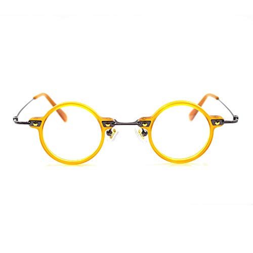 Image of Blue Light Blocking Glasses Computer Game Vintage Small Round Acetate Eyeglasses Frames