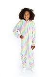 Sleep On It Girls Fleece Hooded Onesie Pajamas Zip-Up Sleepwear for Kids with Fun Character Hoods Cozy Pajamas Sizes 7-16