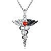 YAFEINI Nurse Gifts Krankenschwester Anhänger Halskette Sterling Silber Caduceus Engelsflügel Pflege Themen Anhänger Schmuck Geschenk
