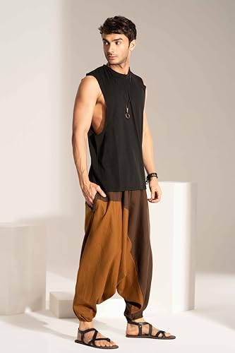 Image of The Veshti Company Stylish Harem Pants for Men's Cotton Hippie Style Baggy Oversized Yoga Pajama Pant