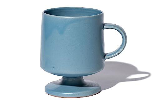 アングル ミアマグ マグカップ 高台 コーヒーカップ 電子レンジ対応 瀬戸焼 陶器 日本製 (ライトブルー)