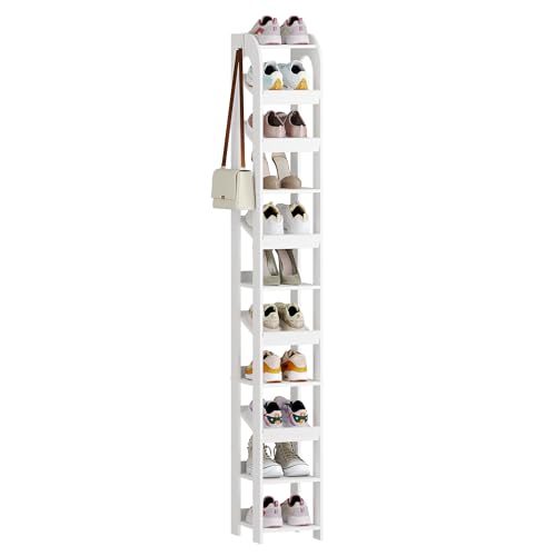 Hzuaneri Étagère à Chaussures Verticale, 11 Étages d'étagères à Chaussures Étroites, Organisateur de Chaussures en Bois pour Armoire, Entrée,...