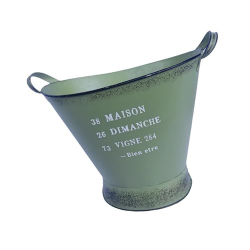 Pocoiau Haltbarkeit Eisenpflanzgefäß Mit Doppelten Griffen Rostbeständige Beschichtung Blumenbehälter Für Balkon Gartendekoration Balkon Pflanzgefäß Mit Griffen