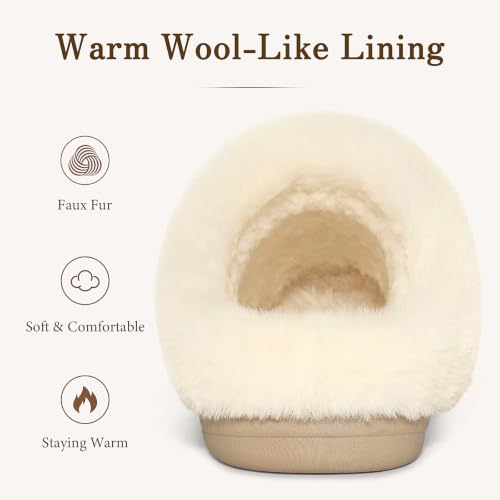 Image of Evshine Women's Memory Foam Fuzzy Slippers Cozy House Shoes | Wool-Like Faux Fur Lining, Non-Slip rubber sole, Warm Winter Slippers Indoor & Outdoor, Great Christmas Gift