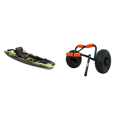 Pelican Catch Mode 110 Fishing Kayak - Premium Angler Kayak With Lawnchair Seat - 10.5 Ft. & Universal Canoe, Kayak & Stand Up Paddle Sup Cart Carrier #TOP28