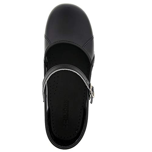 Bjork Women's Marcella Mary-Jane Leather Clogs - Black Cabrio (Eu-40/9-9.5 Us) #TOP6