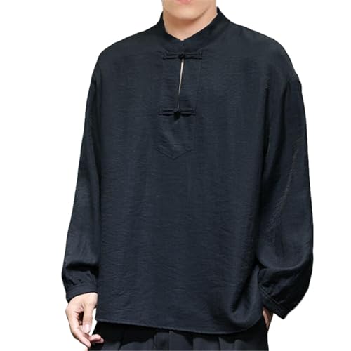 Chemise homme en lin mélangé : l'élégance du col montant rétro japonais