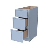 CozyHommie 3-Drawer Slim Shaker Kitchen Base Cabinet - American Design Concept Solid Wood RTA - Premium Quality (Lakeside Blue, 12' Width x 24' Depth x 34.5' Height)
