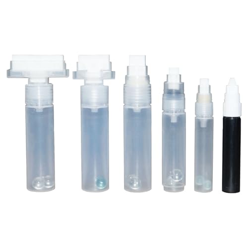 FULIBAO 6 Pack Refillable Acrylic Paint Pens Empty Markers 4/8/10/15/30/50mm Clear Large Paint Holder Pen Graffiti Markers for Painting DIY Art and Glue Paints Applicato