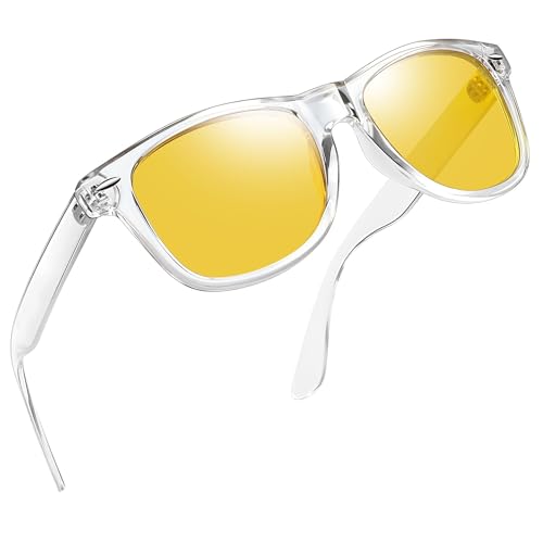 Joopin Gafas Conducción Nocturna Amarillas para Mujer y Hombre Marco Transparente Gafas Conducir Noche Cuadradas Clásicas Yellow Night Driving Glasses