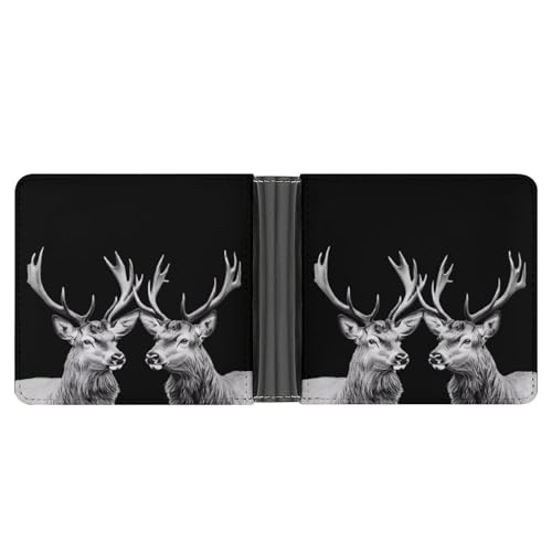 Two Deers Cute Slim Bifold Wallet for Men Stylish Front Pocket Purse with Card Holder Slots