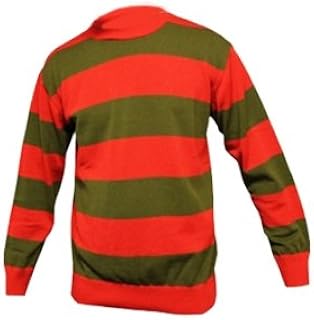 LIVINGLY® Kids Boys Girls Red Green Striped Sweater Long Sleeve Knitted Jumper Unisex Children Halloween Nightmare on Elm Street Freddie Cosplay Costume Sweatshirt Top Age 5-13 Years