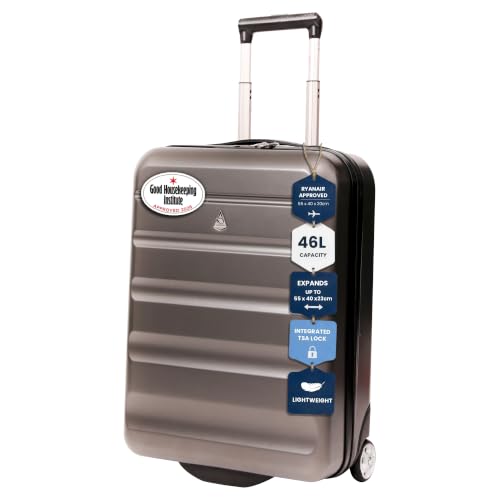 Aerolite Expandable 55x40x20cm to 55x40x23cm Ryanair Priority Wizz Air Priority & More Max Size Lightweight Hard Shell Carry On Hand Cabin Luggage Suitcase 55x40x20 55x40x23 2-Wheels