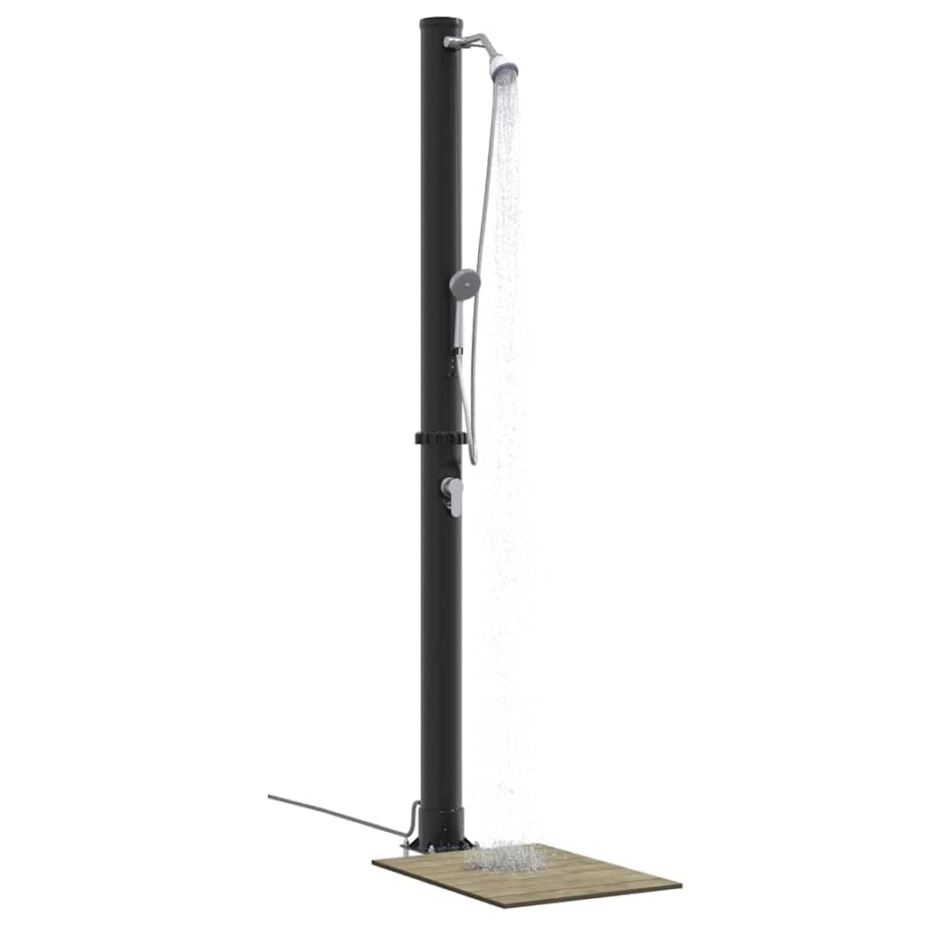 Doccia solare da esterno nera, 217 cm, in PVC e alluminio, con soffione regolabile, alimentata a energia solare per giardino, terrazza, piscina, vasca idromassaggio, spa, come pratico