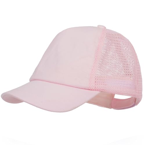 Utaly Low-Profile Toddler-Baseball-Hat Cotton Girls Baseball Cap Adjustable Trucker Hat for Kids Pink