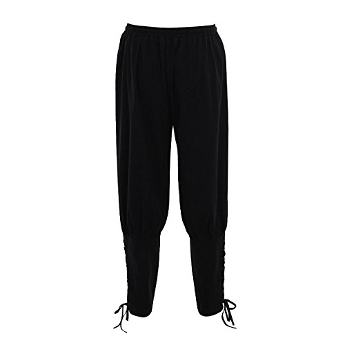 Double Villages Renaissance Culotte Bouffante Pantalon Médiéval Viking Un Pantalon Viking Pantalon Costume Un Pantalon (Noir, 2XL)