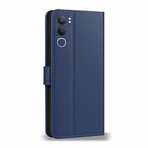 Image of AIBEX Shock Proof Flip Compatible for Vivo Y29 5G Flip Cover Leather Finish | Inside TPU with Card Pockets | Wallet Stand | Complete Protection Flip Case - Blue