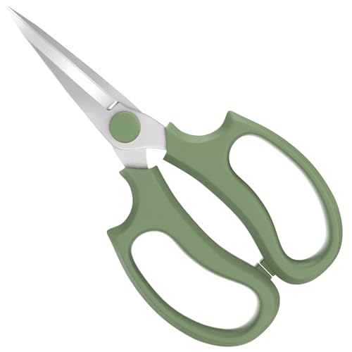 Image of Housolution Flower Scissors, Strong Floral Shears, Premium Steel Pointed Garden Pruning Shears Floral Fruits Leaf Scissors Hand Pruner Snip Trimming Tool for Gardening Flower Arrangement,Avocado Green