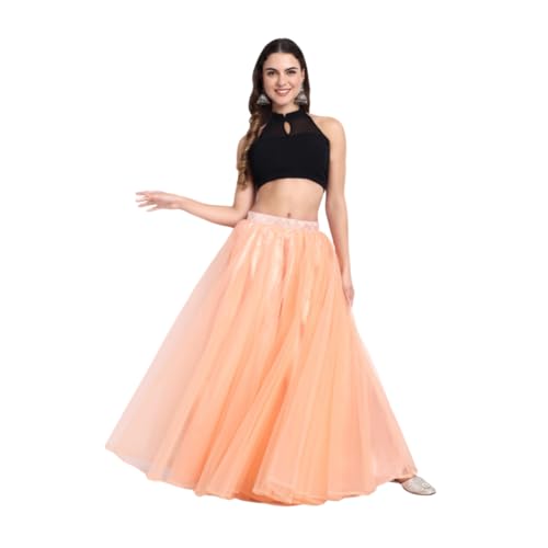 Image of TILISM Women's and Girls Solid Satin Long Skirt