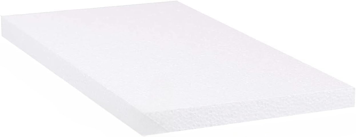 Large White Rectangle Styrofoam Blocks - Versatile Foundations for Projects, Boards, and Arts and Crafts (1inch Thick, 23 by 12inch)