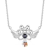 LoraPetid Personalized Photo Projection Necklace - Custom Necklace with Picture Inside - I Love You Necklace - The Perfect Memory Gift for Mom, Women, Girlfriend (dog paw)