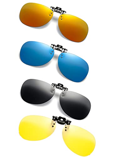 Image of Clip on Flip up Polarized Lens For Prescription Glasses UV Protection Sunglasses (Clear lenses not Polarized)