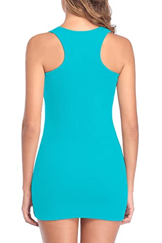 Image of ALove Womens Extra Long Tank Tops with Shelf Bra Ribbed Camisoles Undershirts