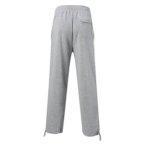 Baggy Sweatpants Men Athletic Workout Cargo Pants Casual Wide Leg Open Bottom Elastic Waist Striped with Pockets3