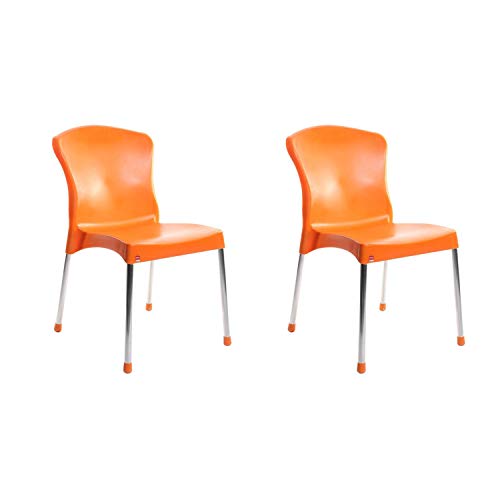 Image of Cello Milano Chair Set Pack of 2 - Orange | Strong and Durable | Easy to Clean | Chair for Living Room, Bed Room, Kitchen, Office Room, Outdoor | 3 Years Warranty