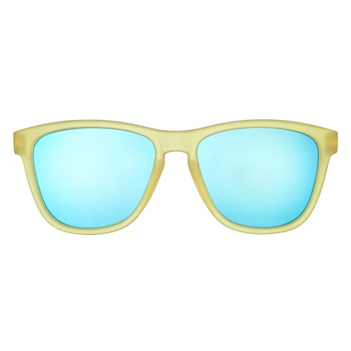 goodr Swedish Meatball Hangover Polarized Sunglasses for Men & Women, Yellow Translucent Frames with Blue Reflective Lens, UV400 Protection, No Slip2