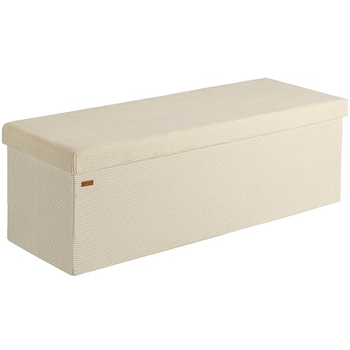 Casaria® Sitzbank mit Stauraum Beige Cord inkl. 2 Boxen Faltbar...