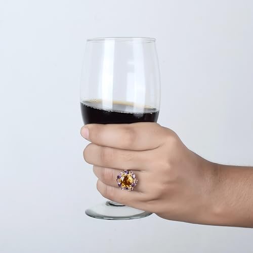 Bague plaquée or ajustable taille 54 avec citrine et améthyste