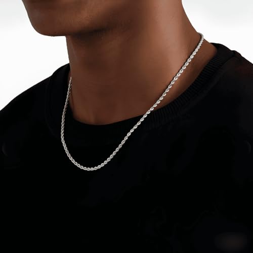 2.5mm/3.5mm Mens Stainless Steel Silver Rope Twist Chain Necklace Jewelry for Men3