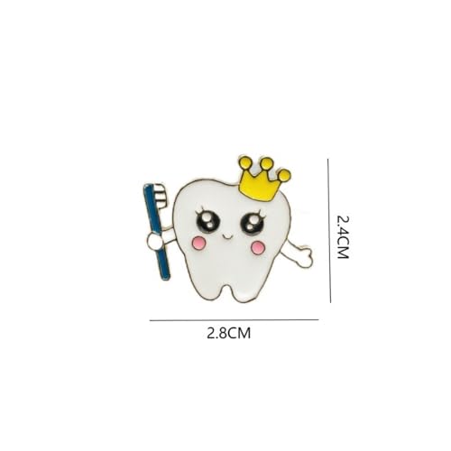 Image of 3 Pieces /5 Pieces Set Cute Tooth Pin Brooch Alloy Beautiful Enamel Pin Badge Dental Mirror Brooch Women's Men's Personality Fashion Style Doctor Dentist Uniform Brooch Gift (3pcs)