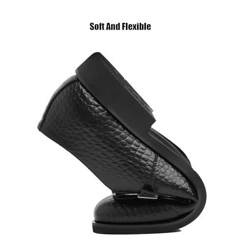 Men's Classic Leather Printed Chunky Heel Loafers with Metal Buckle Casual Round Toe Slip-On Comfort Soft Sole Formal Dress Shoes for Party Wedding Business Daily3