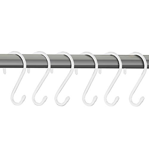 Smart Design Premium Large S-Hooks with Rubber Gripped Finish Set of 6 - Steel Metal Frame - Rust Resistant Finish - Hanging Kitchen, Closet, and Storage Items - Home - 3.125 x 5.75 Inch - White