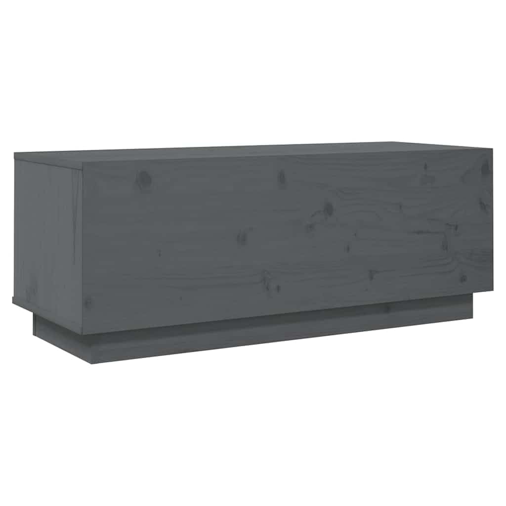Szafka TV szara z litego drewna sosnowego, 90 x 35 x 35 cm, z miejscem do przechowywania i ruchomym wzorem, do salonu, sypialni, nowoczesna szafka z półką, szufladą i półką na soundbar i do