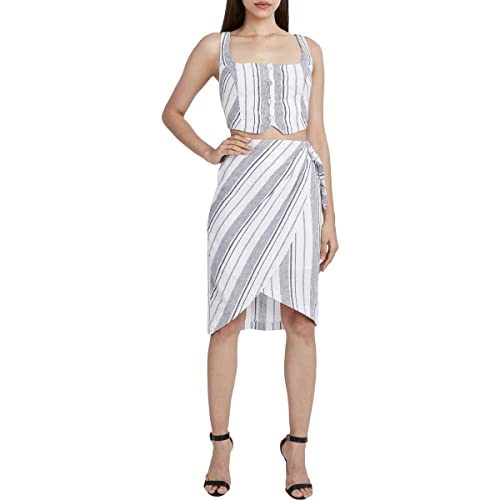 BCBGMAXAZRIA Women's Midi Skirt with High Low Hem and Wrap Detail4